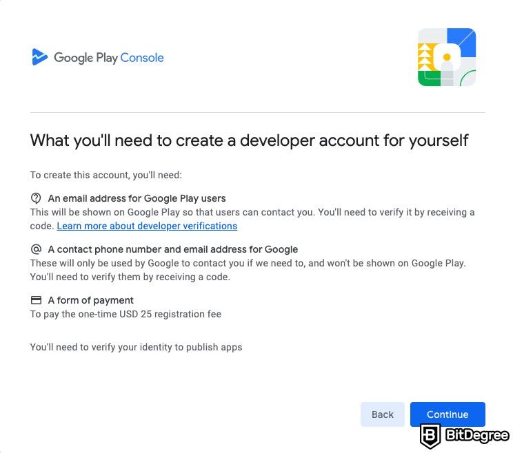 How to make money with AI: Google Play Store developer account requirements.