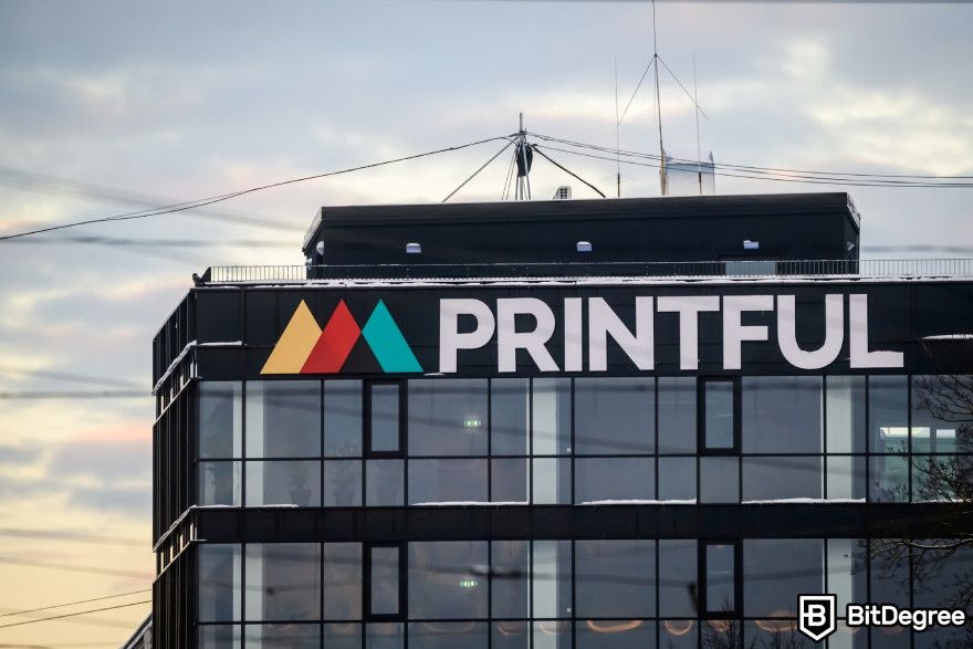 How to make money with AI: Printful office building.