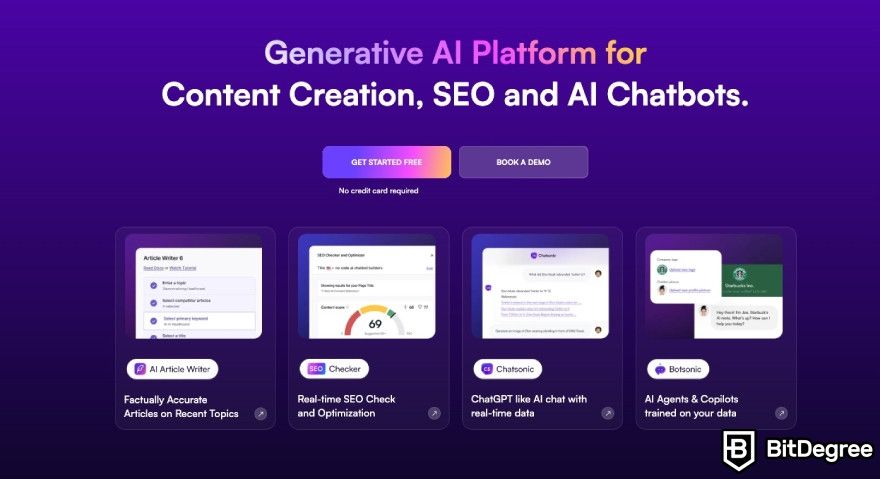 How to make money with AI: Writesonic's homepage.