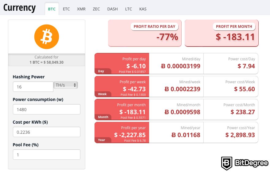 How to mine Bitcoin: Cryptocompare example using a predefined miner unit statistics.