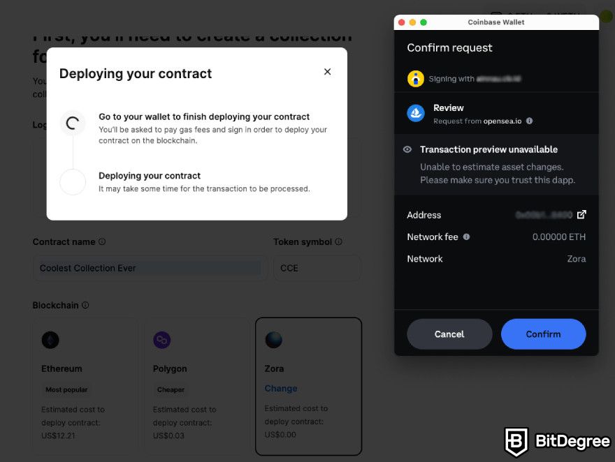How to mint NFT for free: deploying a contract on OpenSea.