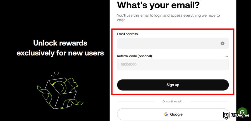 How to open a company account on OKX: OKX sign up page.