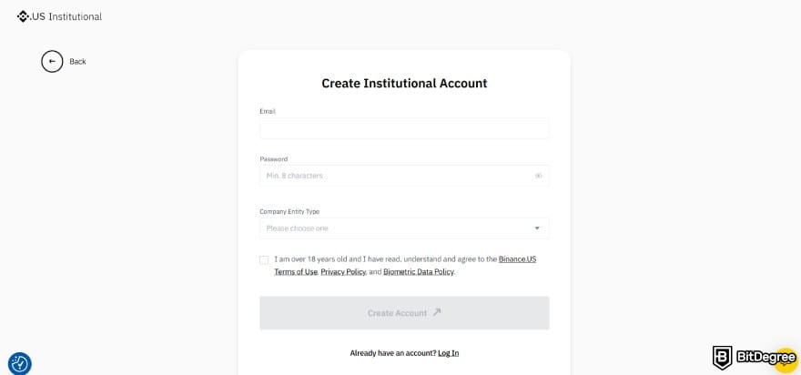 How to open Binance corporate account: create an Institutional Account on Binance.US.
