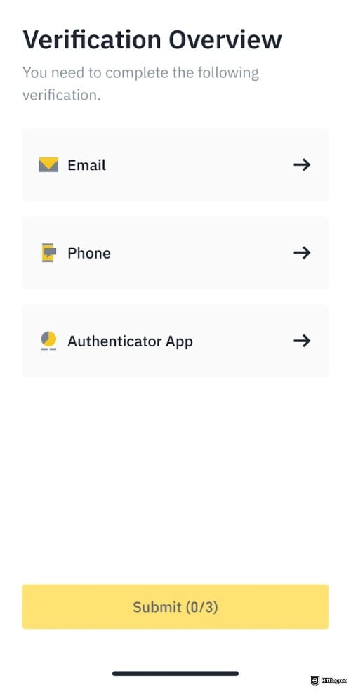 How to open Binance corporate account: security verification on Binance mobile.