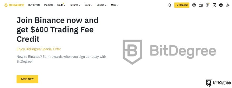 How to open Binance corporate account: join binance and get $600 Trading Fee Credit with BitDegree's special offer.