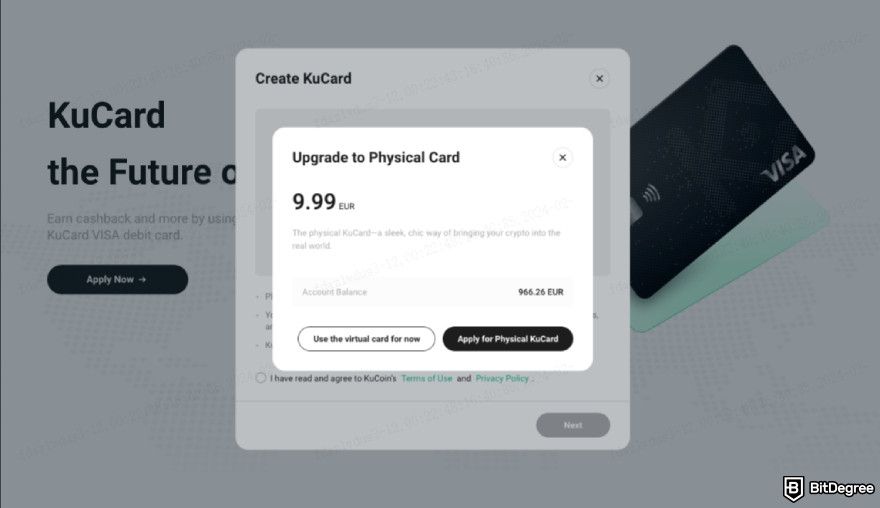 How to pay with USDT: upgrade to physical card.