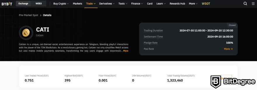 How to play Catizen: the CATI token on Bybit's Pre-Market trading.