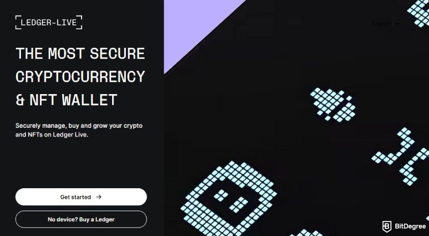 How to recover Ledger: the initial page of setting up a Ledger device using Ledger Live.