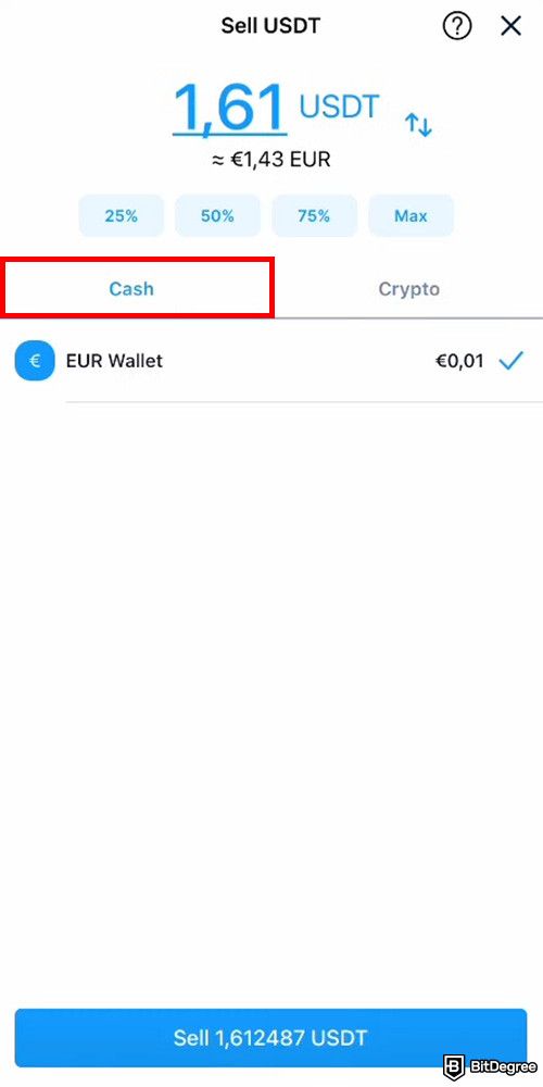How to sell crypto on Crypto.com: Selling USDT to cash on the Crypto.com App.