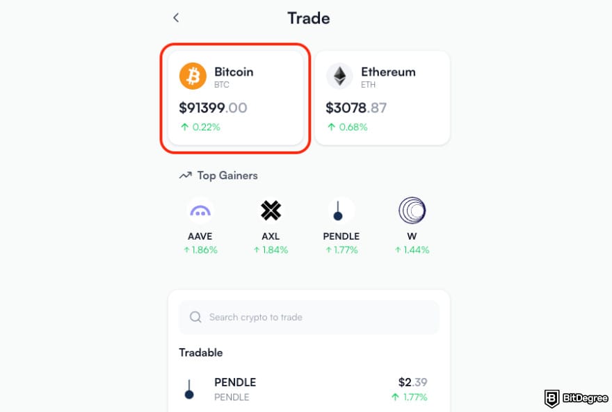 How to send Bitcoin to another wallet: picking Bitcoin to swap on Ogvio.