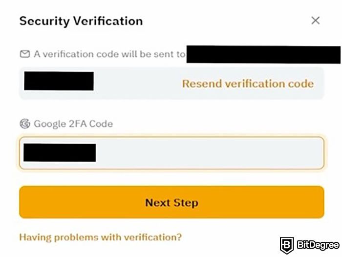 How to send Bitcoin to another wallet: the security verification popup window when withdrawing crypto from Bybit.