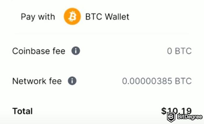 How to send Bitcoin to another wallet: the transaction details to review before finishing the transfer process on Coinbase Wallet.