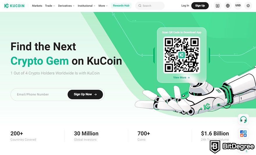 How to send Bitcoin to another wallet: KuCoin homepage.