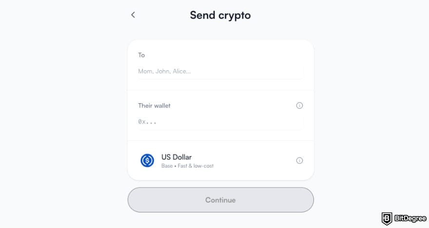 How to send Bitcoin to another wallet: filling in external crypto wallet info on Ogvio.