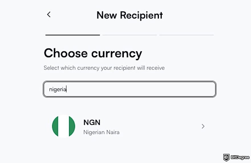 How to send money from Canada to Nigeria: searching "Nigeria" on Ogvio for sending money to a new recipient. How to send money from Canada to Nigeria: searching "Nigeria" on Ogvio for sending money to a new recipient.