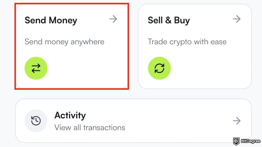 How to send money from Canada to Nigeria: the [Send Money] button on Ogvio outlined.