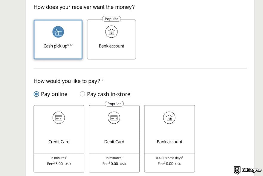 How to send money from Canada to Nigeria: choosing a cash pickup as the payout option on Western Union. How to send money from Canada to Nigeria: choosing a cash pickup as the payout option on Western Union.