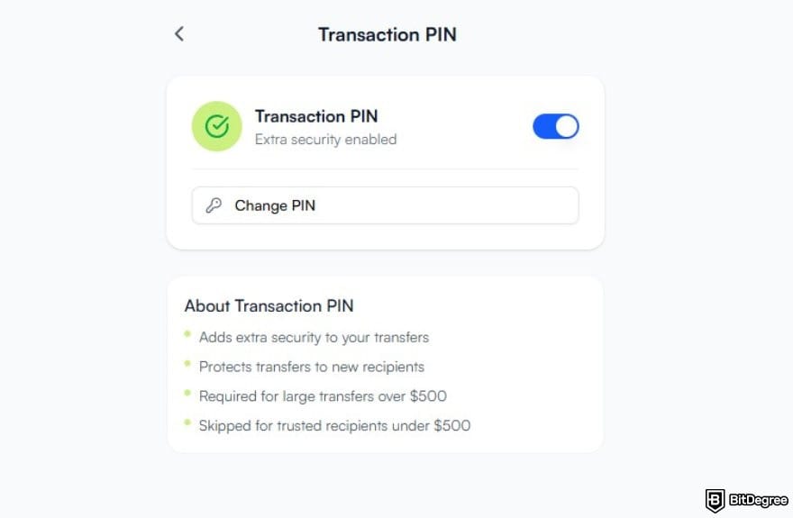 How to send money from India to Nigeria: Ogvio's transaction PIN feature.