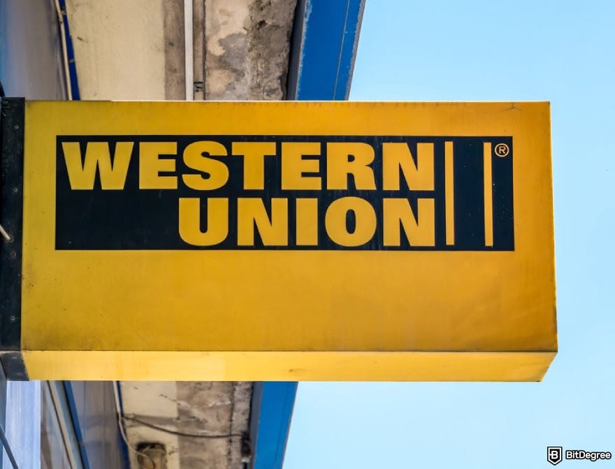 How to send money from India to Nigeria: a Western Union sign.