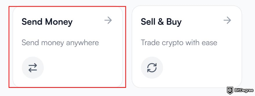 How to send money from UAE to Philippines: the [Send Money] menu next to [Sell & Buy] on Ogvio.