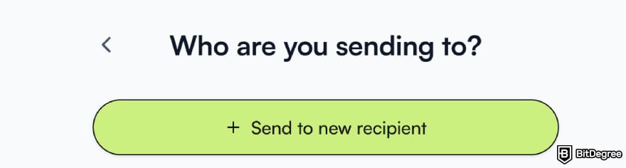 How to send money from UAE to Philippines: the [+ Send to new recipient] button on Ogvio.