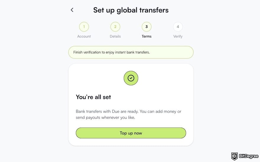 How to Send Money to Nigeria From UK: the verification status for bank transfers on Ogvio.