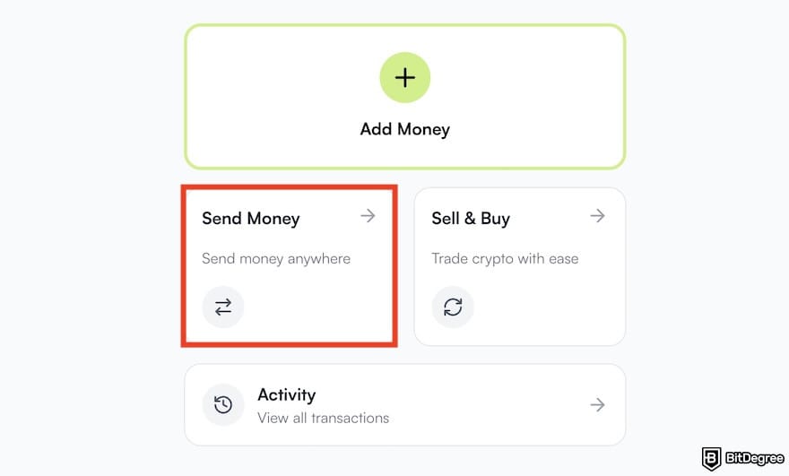 How to send money to Nigeria from UK: the [Send Money] button on Ogvio's dashboard outlined.
