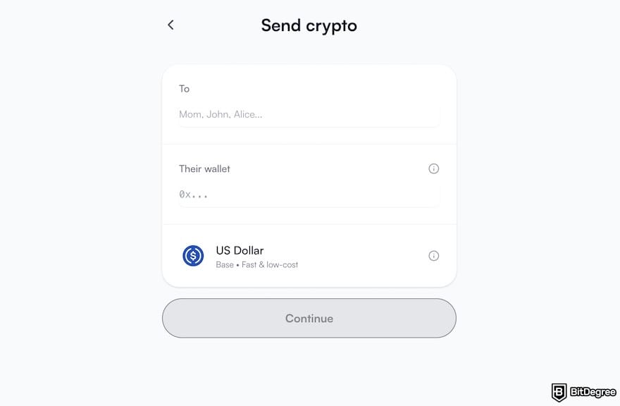How to send money to Nigeria from UK: a form to send crypto, showing the reference and wallet address fields.