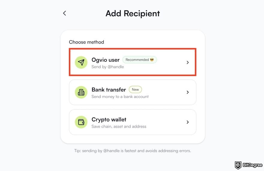 How to Send Money to Nigeria From the UK: Ogvio transfer menus, with [Ogvio user] outlined.