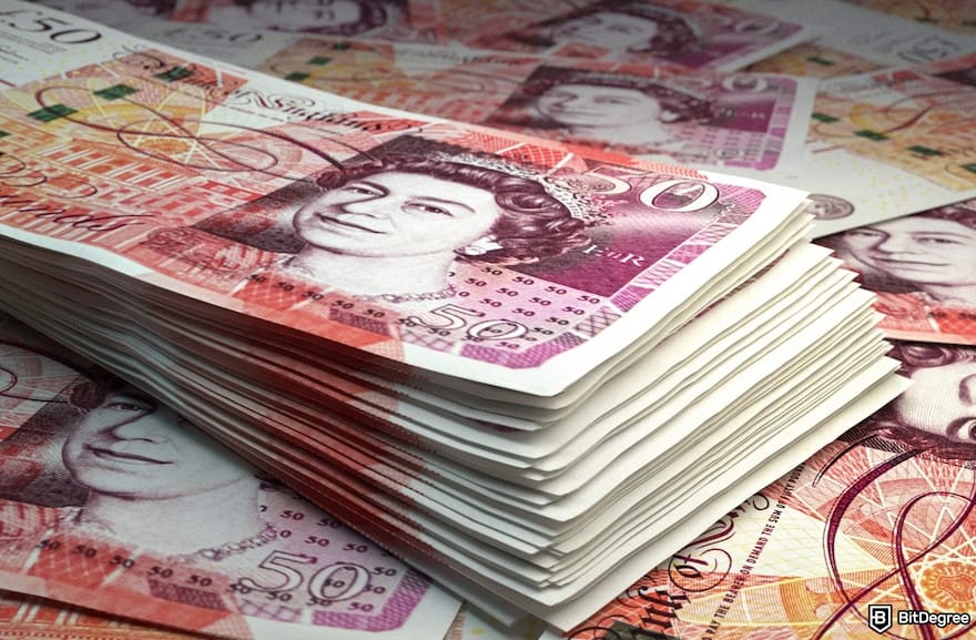 How to Send Money to Nigeria From UK: bundles or piles of British £50 banknotes.