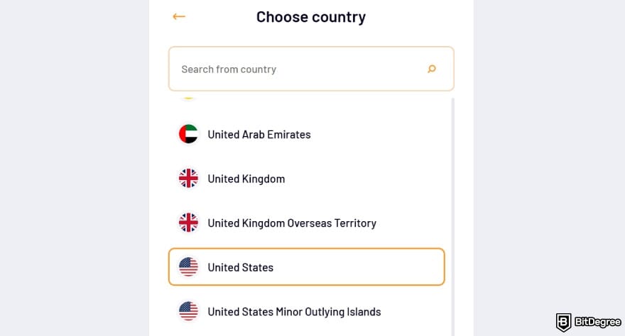 How to send money to Nigeria from USA: select [United States] from the list.