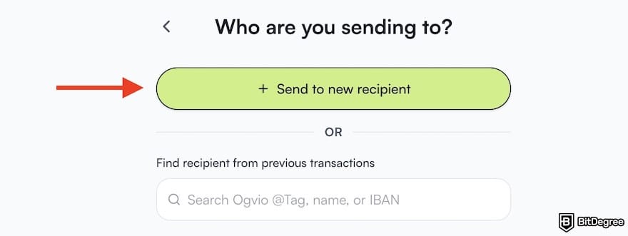 How to send money to Pakistan from UK: an arrow pointing the [+ Send to new recipient] button.