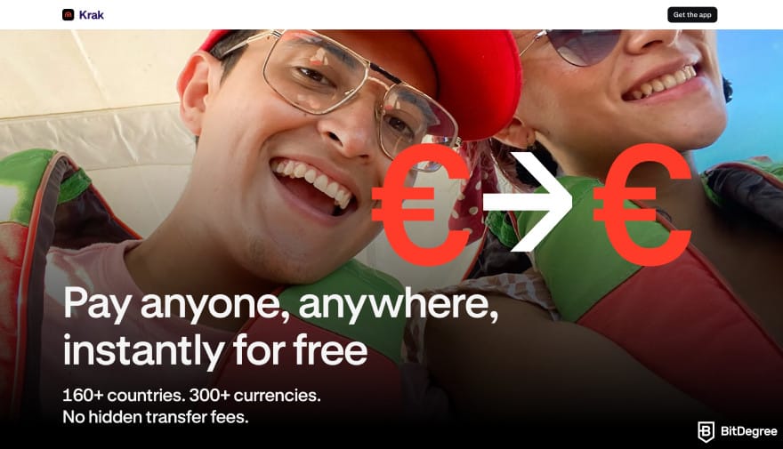 How to send money to someone without a bank account: Krak homepage.
