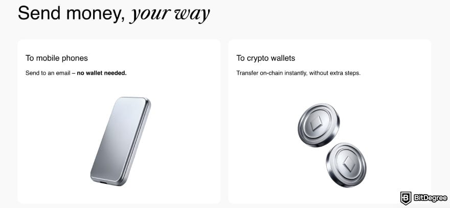 How to send money to someone without a bank account: Rizon homepage highlighting send money options.