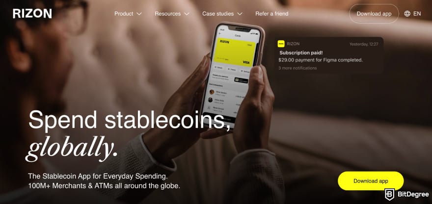 How to send money to someone without a bank account: Rizon homepage.