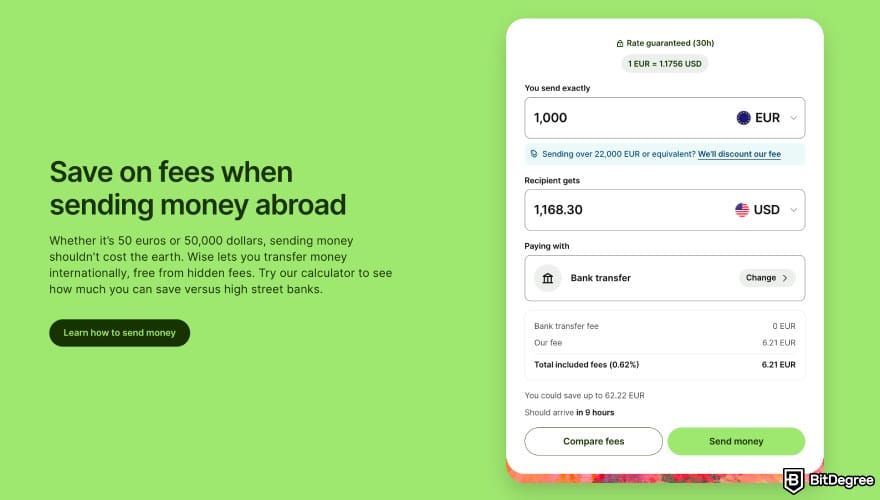How to send money to someone without a bank account: Wise calculator.