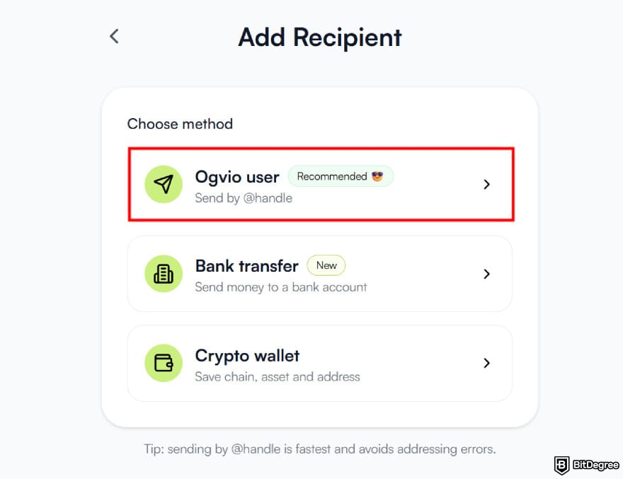 How to send money with credit card: adding Ogvio user as a recipient. How to send money with credit card: adding Ogvio user as a recipient.
