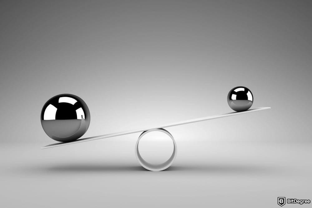 How to short on Coinbase: an unbalanced seesaw with a large, heavy-looking silver sphere on one end tilting it down, and a smaller silver sphere on the other end lifted up.