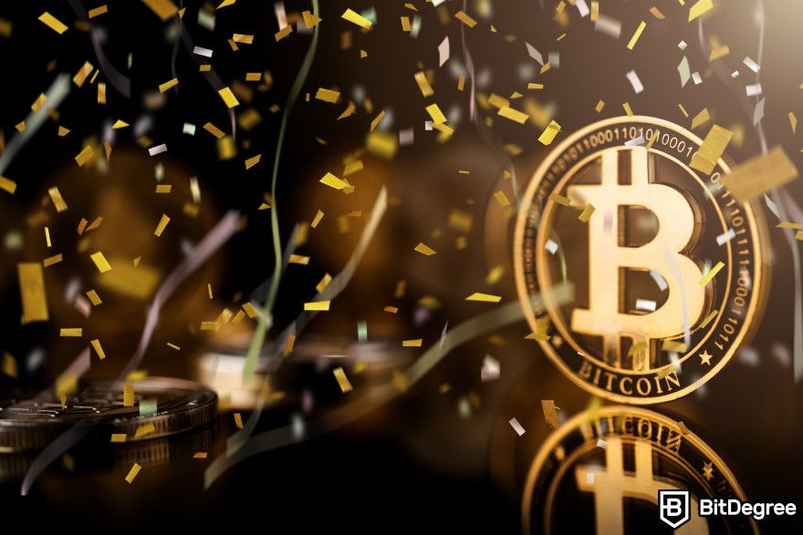 How to start a crypto business: Bitcoin being celebrated.