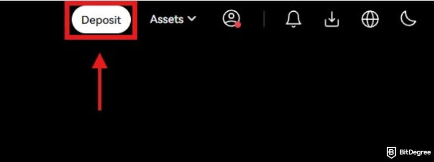 How to trade commodities: the Deposit button on BTCC homepage.