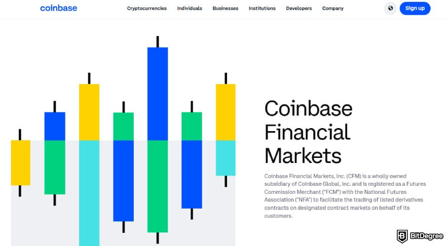 How to trade futures on Coinbase: Coinbase Financial Markets page.