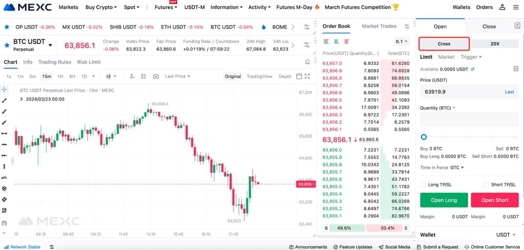 How to trade futures on MEXC: cross margin on MEXC futures.