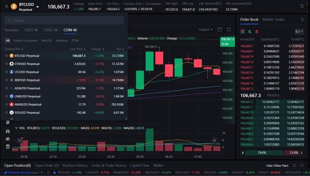 How to trade futures on MEXC: Coin-M perpetual futures' trading pairs on MEXC.