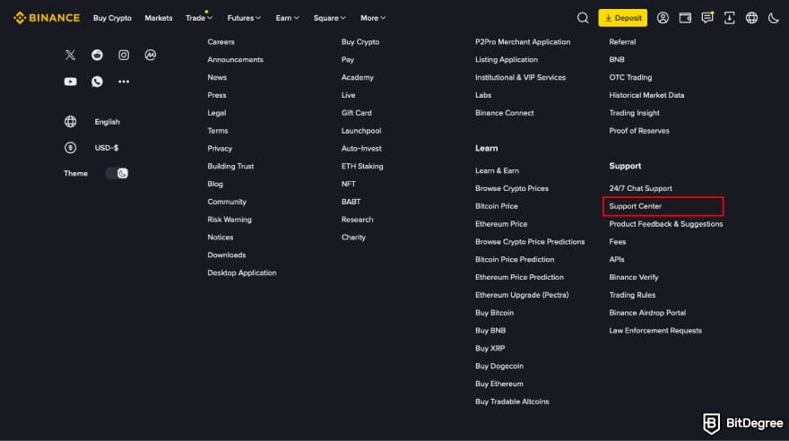 How to transfer BTC from Binance to Coinbase: go to Binance Support Center.