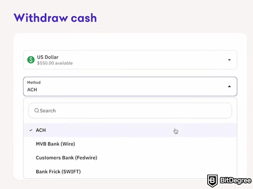 How to transfer crypto to bank account: The withdrawal methods on Kraken.