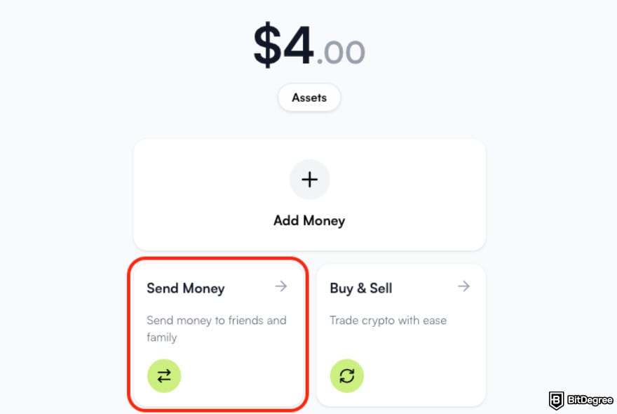 How to withdraw crypto to bank account: the [Send Money] button on Ogvio.