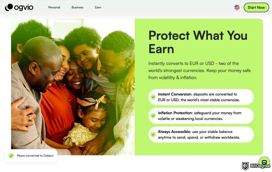 How to transfer money from bank account: a screenshot of Ogvio deposit features.