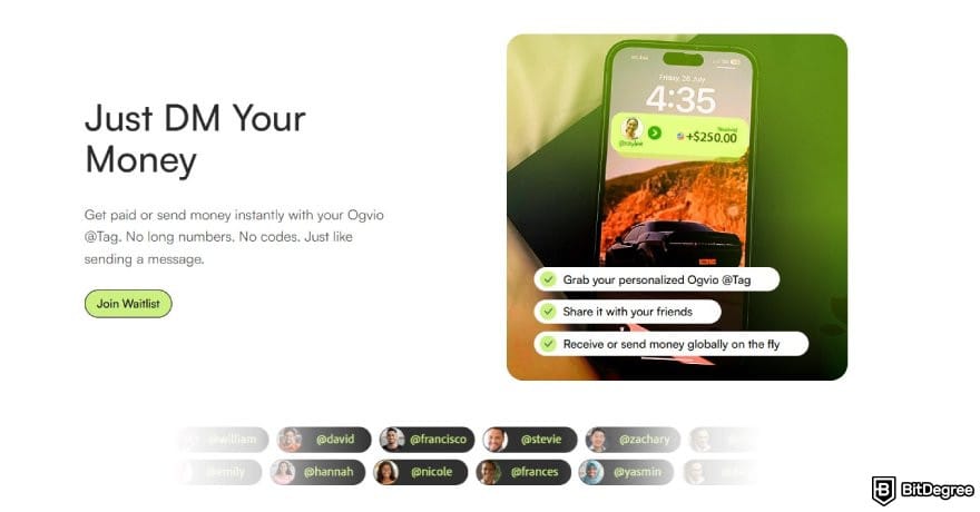 How to transfer money from one bank to another: description for Ogvio's @Tag feature.