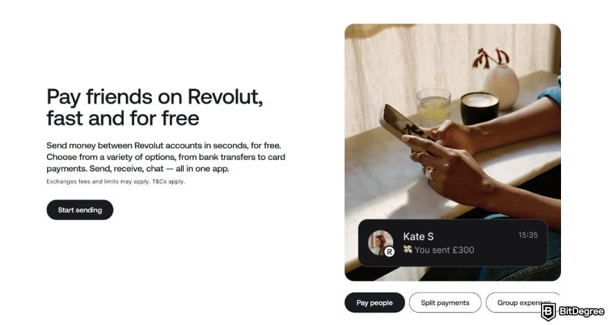 How to transfer money from one bank to another: Revolut homepage.