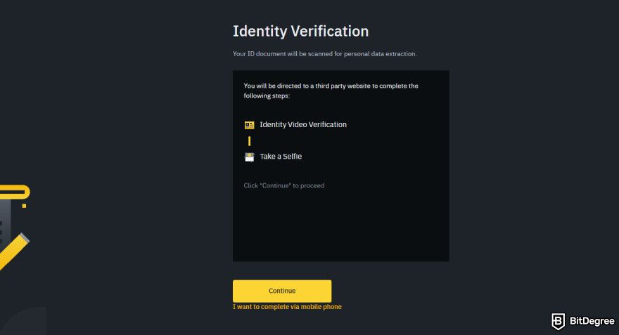 How to turn crypto into cash: Binance identity verification process.